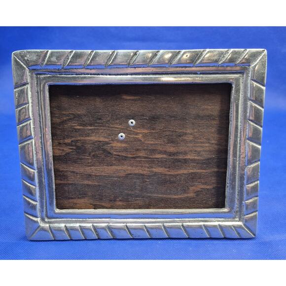 Vtg Arte Giancarlo Honduras Pewter Picture Frame Wood Back 8.5x6" No Glass - Picture 2 of 9